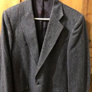 Western Navy Blue Wool Tweed Subtle Stripe Sports Jacket Warm Perfect EUC 42 L